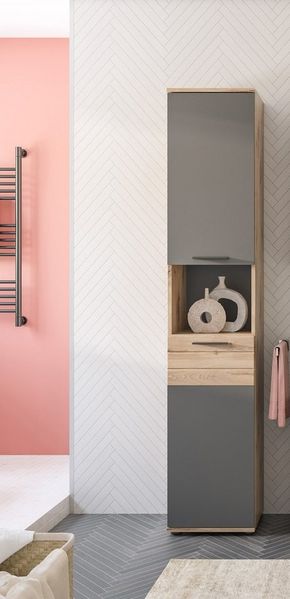 INOSIGN Hochschrank Riga, Breite 37 cm, 2 Türen (Türanschlag wechselbar), 1 offenes Fach Standschrank, Badmöbel, Badschrank, Schrank, Bad, Badezimmer