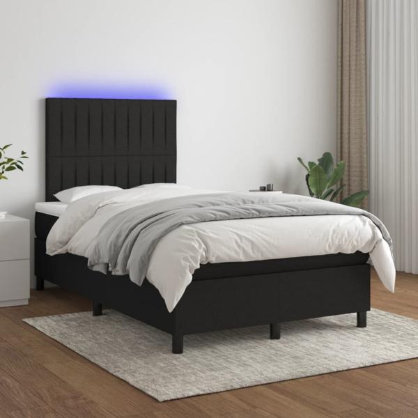 Boxspringbett mit Matratze & LED Stoff Schwarz 120 x 200 cm, Härtegrad: H2 [3135023]