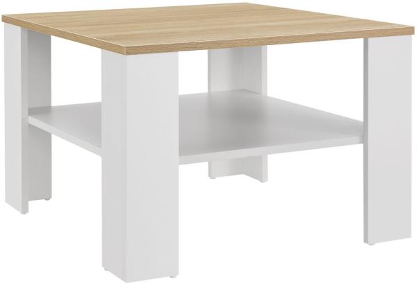 Juskys Couchtisch mit Ablage 60x60x40 cm - Holz, pflegeleicht, robust - Moderner Beistelltisch für Zeitschriften & Fernbedienung – Weiß mit Holzoptik