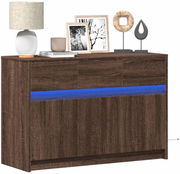 vidaXL TV-Schrank mit LED-Beleuchtung Braun Eichen-Optik 91x34x61 cm 852186