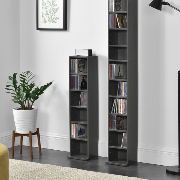 CD Regal Tynset 90x20x20 cm mit 6 Fächern Dunkelgrau [en. casa]