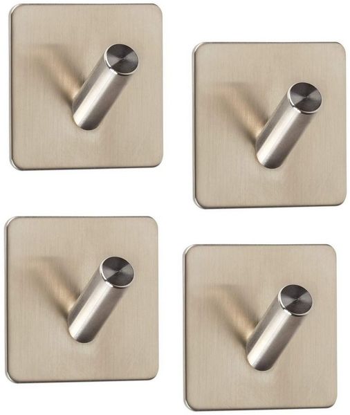 SO-TECH® Garderobenhaken Wandhaken ADRA selbstklebend 3M Edelstahl rostfrei, 45 x 45 x 29 mm, 4 Stück