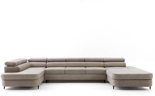 Muffo Ecksofa PRIAM MAXI U, Schlaffunktion, hohe Metallbeine, mit Bettkasten