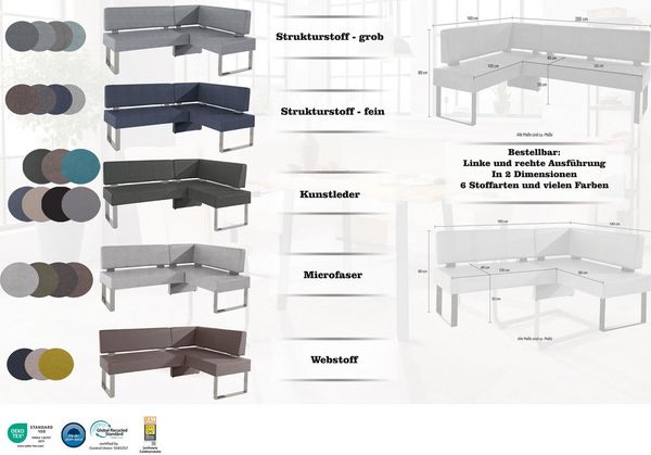OTTO home Eckbank Rab, in 2 Breiten (180 oder 200 cm), Bezug in verschiedenen Qualitäten