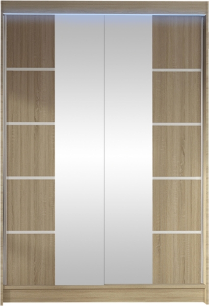 Kleiderschrank Lino V, mit RGB LED Beleuchtung, Farbe: Sonoma Eiche