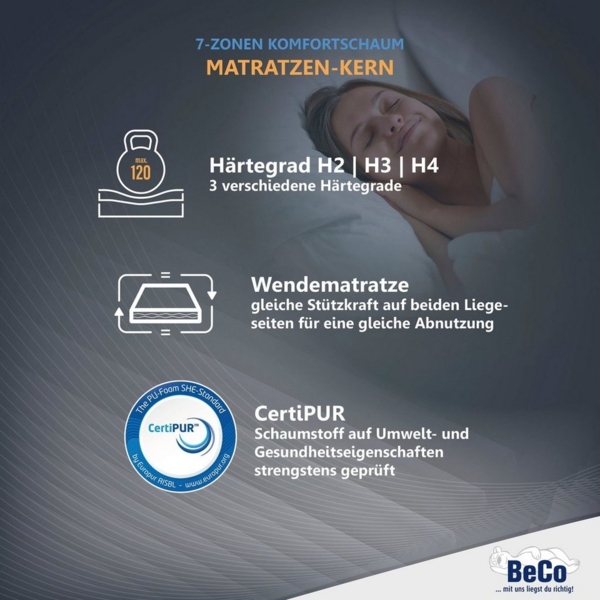 Komfortschaummatratze Double Deluxe Matratze 20, Matratze in 90x200 cm und weiteren Größen, Beco, 20 cm hoch, Matratze vom TÜV Süd getestet*, über 2.000 5-Sterne-Bewertungen! Bild 2