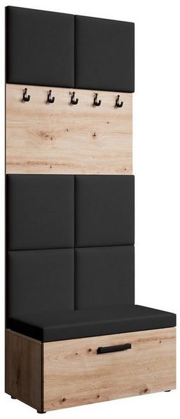 Beautysofa Garderobenschrank MARGARET I mit gepolsterten Paneelen und Kleiderhaken