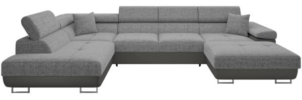 Ecksofa Torezio Bis mit Bettkasten, Schlaffunktion und Einstellbare Kopfstützen (Farbe: Soft 029 + Lux 05, Seite: Links)