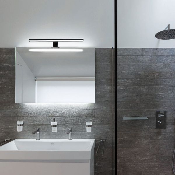B.K.Licht LED Spiegelleuchte Badleuchte LED Spiegelleuchte IP44 230V schwarz - BKL1406, LED fest integriert, 2700K - Extra-Warmweiß, 4000K Schminklicht 8W 780lm Badezimmer-Beleuchtung Spiegelschrank Flur