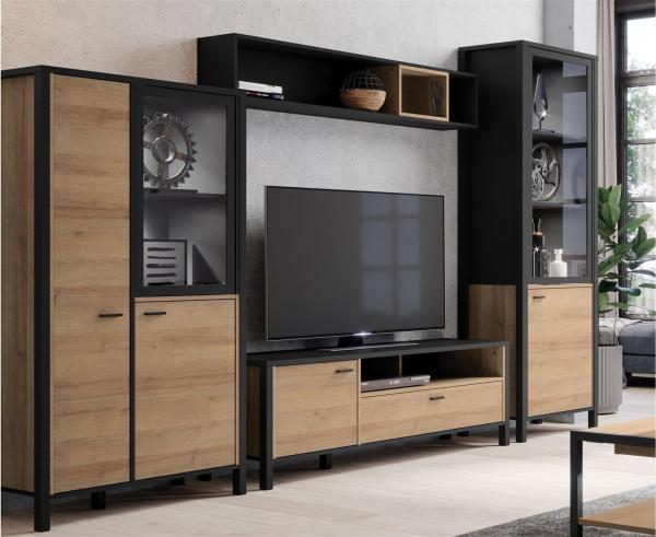 Wohnwand >Hialeah< in Riviera Eiche - 322,4x193,9x40,2cm (BxHxT)