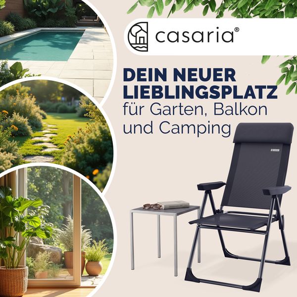 Casaria Gartenstühle 4er Set Anthrazit Klappbar 6-fach Verstellbar
