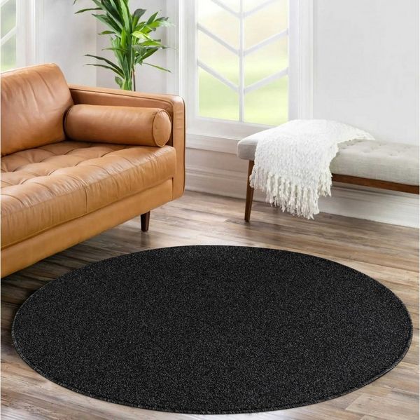 Carpettex Veloursteppich Unicolor - Einfarbig, Rund, Höhe: 11 mm, Einfarbig Kurzflor Runder Teppich Wohnzimmer Flauschig Weich