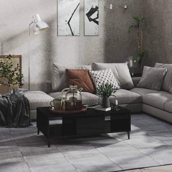 vidaXL Couchtisch Hochglanz-Schwarz 103,5 x 60 x 35 cm Spanplatte [806029]