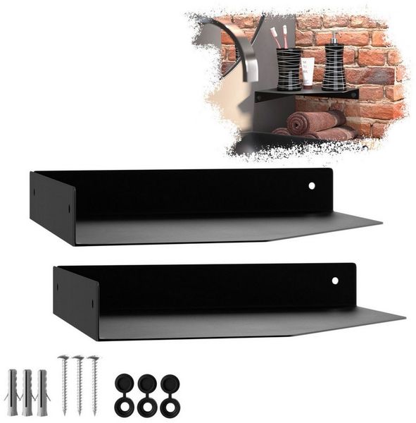 SO-TECH® Wandregal Wandboard HOVER 20/25 x 20/25 x 3 cm inkl. Befestigungsset, 2-tlg, Wandmontage, für Bad Küche oder Wohnzimmer, Schwarz