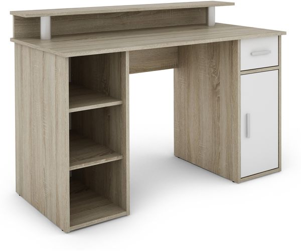 Schreibtisch >DIEGO< in Eiche-Optik/Weiß 120 x 88 x 55 cm (BxHxT)