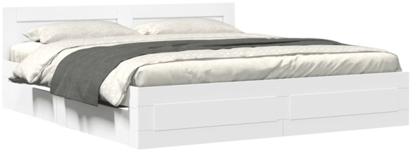 vidaXL Bettgestell mit Kopfteil ohne Matratze Weiß 180x200 cm 3295541