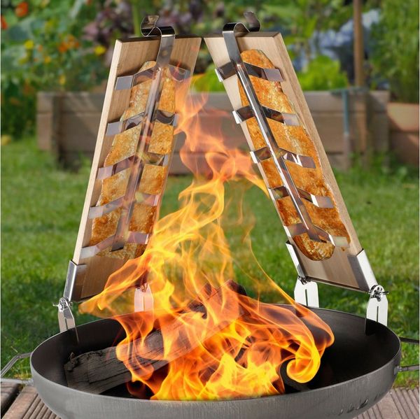 Haushalt International Räucherbrett Flammlachsbrett Grillbrett Grillzubehör 2tlg Holz 54cm, Holz, (2-St), 2er Set, Naturholz, Räucheraroma, Fisch