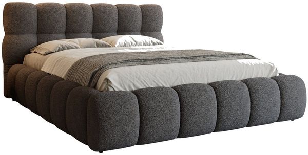 Deine Möbel 24 Polsterbett LUVA Bubble Bett mit Bettkasten und Lattenrost Stauraumbett (Set, 3-tlg, Bett in Bouclé Weiß, Creme, Dunkelbeige, Grau, Hellgrau, Braun), Stauraumbett in 140x200 160x200 180x200 200x200