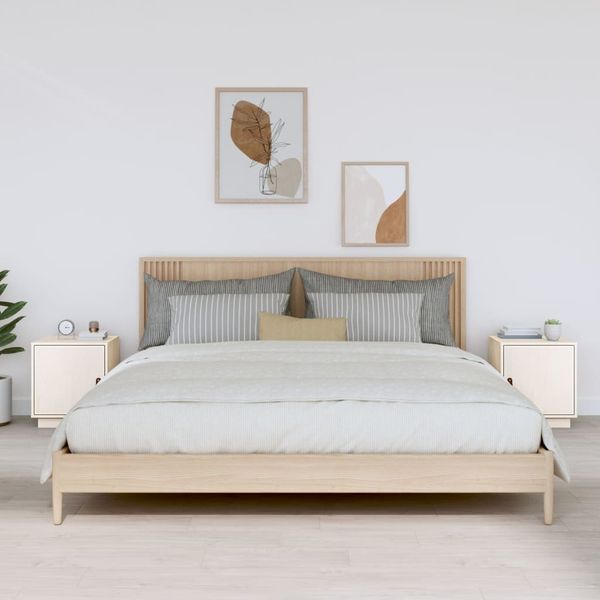 vidaXL Nachttische 2 Stk. Weiß 40x34x45 cm Massivholz Kiefer 818278