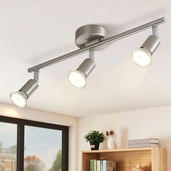 ZMH LED Deckenstrahler 3 Flammig - Flur Deckenlampe Modern Deckenleuchte GU10 Deckenspot Schwenkbar 330°Drehbar Strahler Lampe Edelstahl Decke Wohnzimmer Schlafzimmer Küche Ohne Leuchtmittel