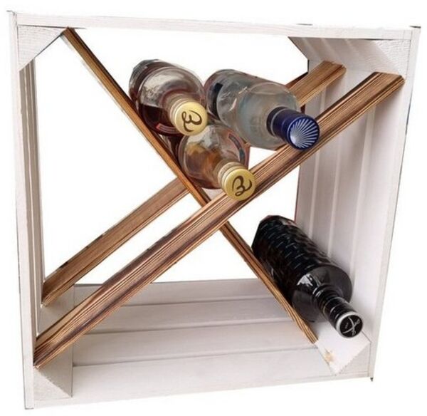Teramico Weinregal Weinregal Holz Weinkiste 40x30x40cm "16"er Weiß, Weinkiste Obstkiste