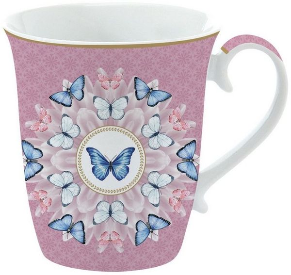 EasyLife Tasse Spring Parade, Porzellan, Spülmaschinengeeignet, Mehrfarbig, Schmetterlinge & Blumenwiese, H: Bild 2