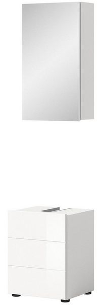 Inn. Furn Badmöbel-Set Larik, (in weiß Hochglanz, Spiegelschrank und Waschbeckenunterschrank), Breite 40 cm
