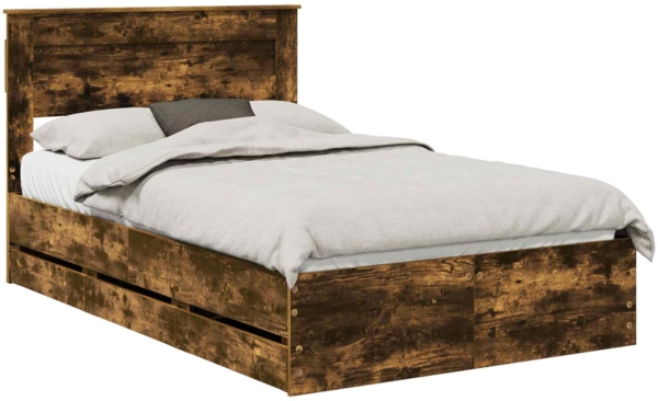 vidaXL Bettrahmen Geräucherte Eiche 135 x 190 cm Ingenieurs Holz 3409856