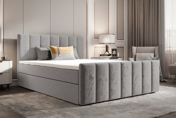 B&B Home 'Adelle' Boxspringbett, Grau, 180x200 cm