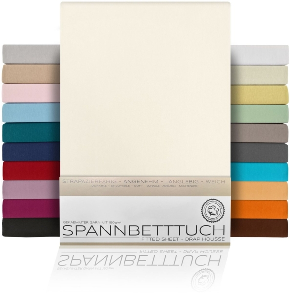 Beautex Spannbettlaken Spannbetttuch Bettlaken aus gekämmter Baumwolle Premium Jersey 160g/m², Jersey, Gummizug: rundum, (1 Stück) Bild 5