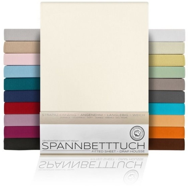 Beautex Spannbettlaken Spannbetttuch Bettlaken aus gekämmter Baumwolle Premium Jersey 160g/m², Jersey, Gummizug: rundum, (1 Stück) Bild 4