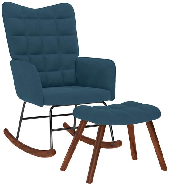 vidaXL Schaukelstuhl mit Hocker Blauer Samt 4016853