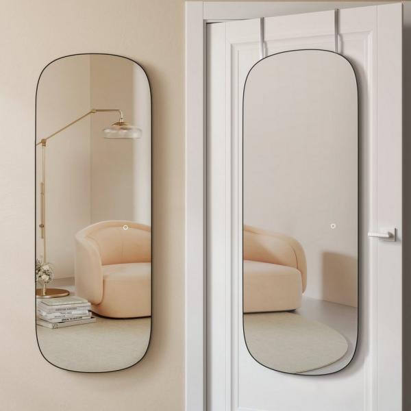 Songmics Wandspiegel für Tür, Holz schwarz, 120 x 1,2 x 47 cm