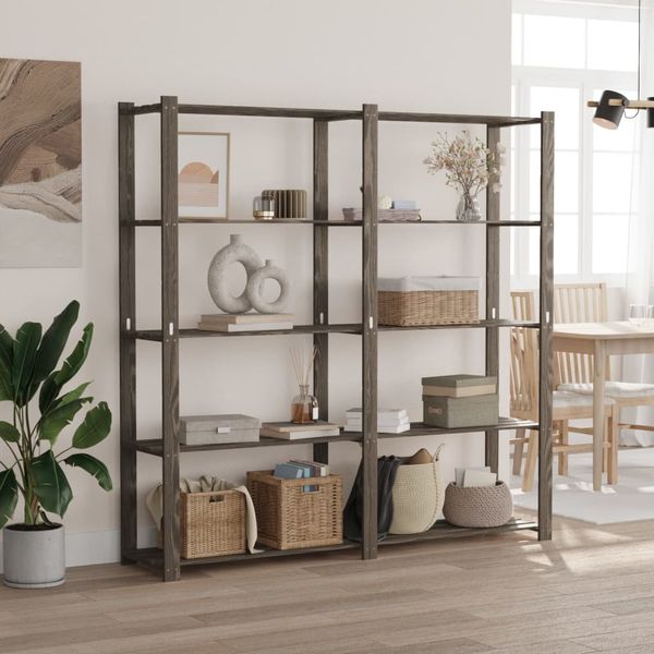 vidaXL Lagerregal mit 5 Böden Grau 170x38x170 cm Massivholz Kiefer 373384