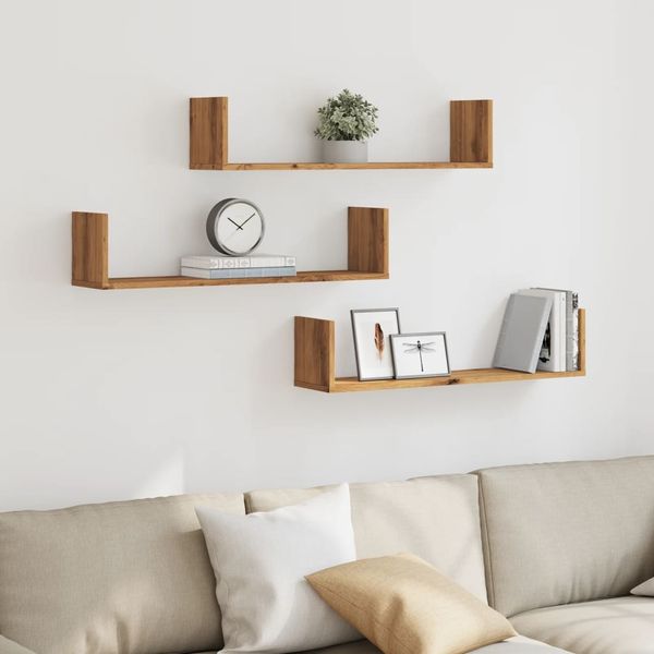 vidaXL Wandregale 3 Stk. Artisan-Eiche 80x18x18 cm Holzwerkstoff 853298