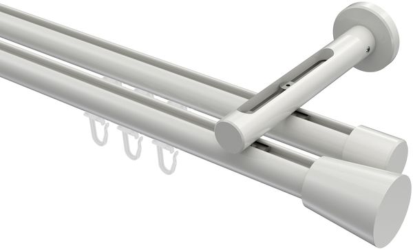 Innenlauf-Gardinenstangen-Set Siteno Sitra 100 cm, 2-läufig, 20 mm Ø Weiß