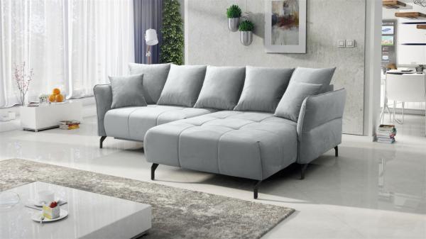 Ecksofa Schlafsofa Sofa SADIE Stoff Element Hellgrau Ottomane Rechts