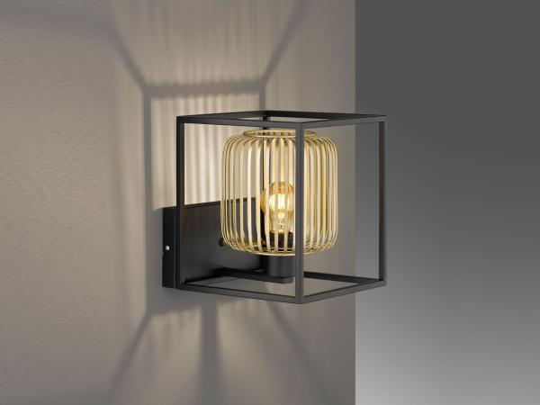 LED Wandleuchte Schwarz Gold 23x23cm - dimmbar über Schalter