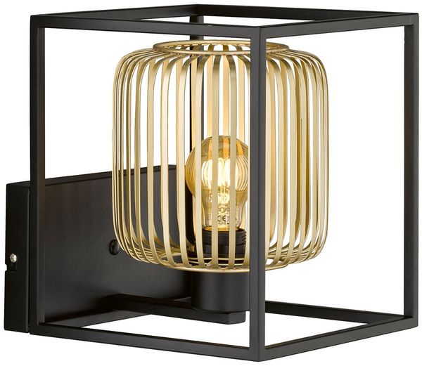 LED Wandleuchte Schwarz Gold dimmbar über Schalter, Quadrat 23cm Bild 2