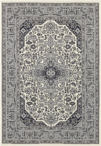 Orientalischer Kurzflor Teppich Skazar Isfahan Creme - 80x150x0,9cm