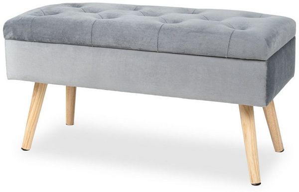 HawthyHome Polsterbank aus Samt mit Stauraum Sitzbank mit Holzbeinen