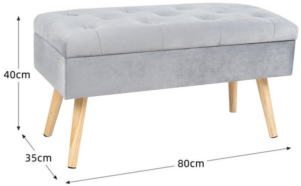 HawthyHome Polsterbank aus Samt mit Stauraum Sitzbank mit Holzbeinen Bild 3