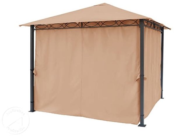 4 Seitenteile für Gartenpavillon Rendezvous Premium 3x3 m - Polyester ca. 160 g/m² mit Reißverschluss - cappuccino