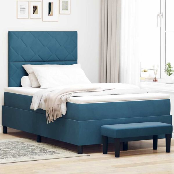 vidaXL Boxspringbett mit Kopfteil Dunkelblau 190 x 120 cm Samt 3344568