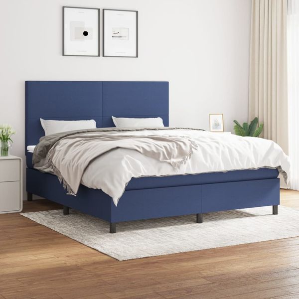 vidaXL Boxspringbett mit Matratze Blau 180x200 cm Stoff, Härtegrad: H2 [3141639]