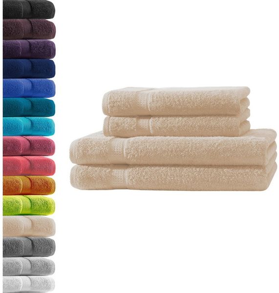 Hometex Premium Textiles Handtuch in Premium Qualität 500 g/m², Feinster Frottier-Stoff 100% Baumwolle, 2x Duschtuch + 2 Handtuch, weich, saugfähig, extra schwer & flauschig