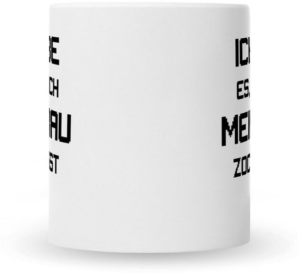 GRAVURZEILE Tasse mit Spruch - Ich liebe es wenn mich meine Frau zocken lässt, Keramik, Farbe: Weiß