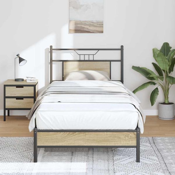 vidaXL Bettgestell ohne Matratze Sonoma-Eiche 75x190 cm Holzwerkstoff 4106934