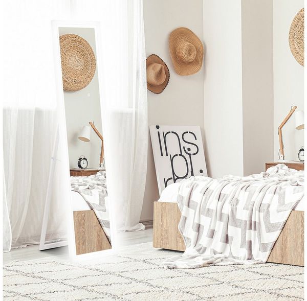 HOMCOM Standspiegel 40 x 160 cm, mit LED Lichte, Touch-Steuerung (Wandspiegel, 1-St, Ganzkörperspiegel), für Schlafzimmer, Wohnzimmer, Weiß