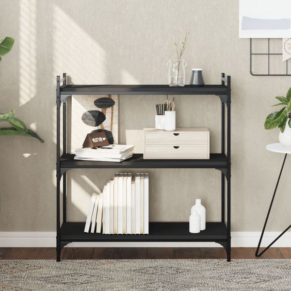 vidaXL Bücherregal 3 Böden Schwarz 80x30x86 cm Holzwerkstoff 837667